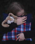 kangaroo pillow blue and red plaid flannel