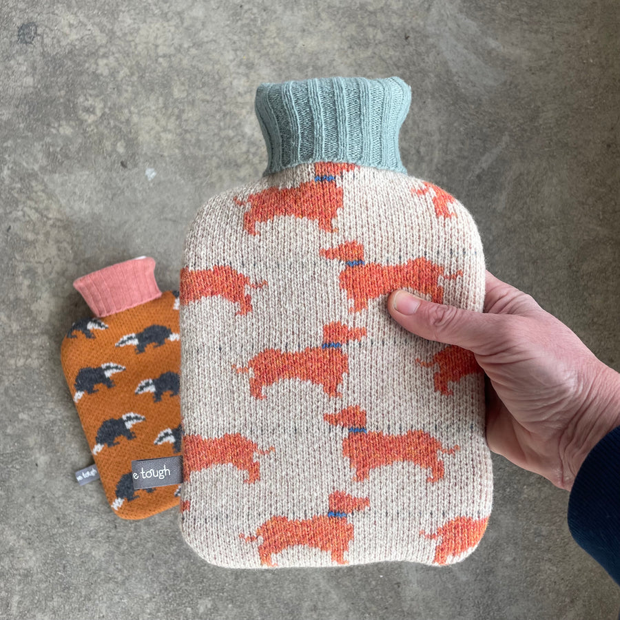 Small Hot Water Bottle & Lambswool Cover