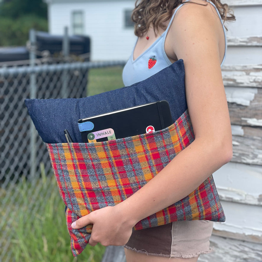 kangaroo pillow / crimson flannel