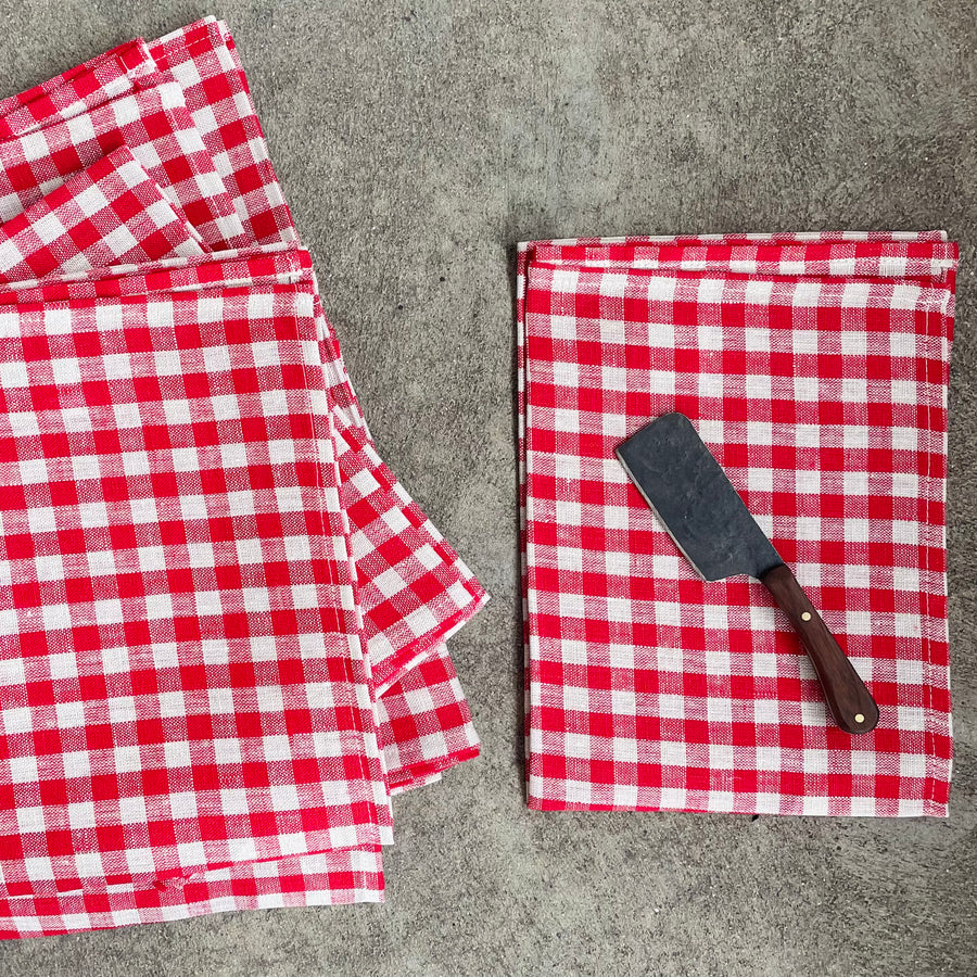 Linen Dish Towel / Red Gingham
