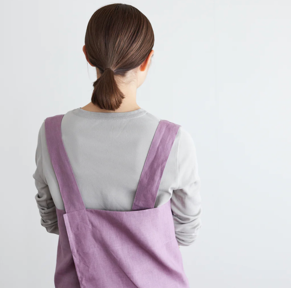 Linen Cross Back Apron / Orchid