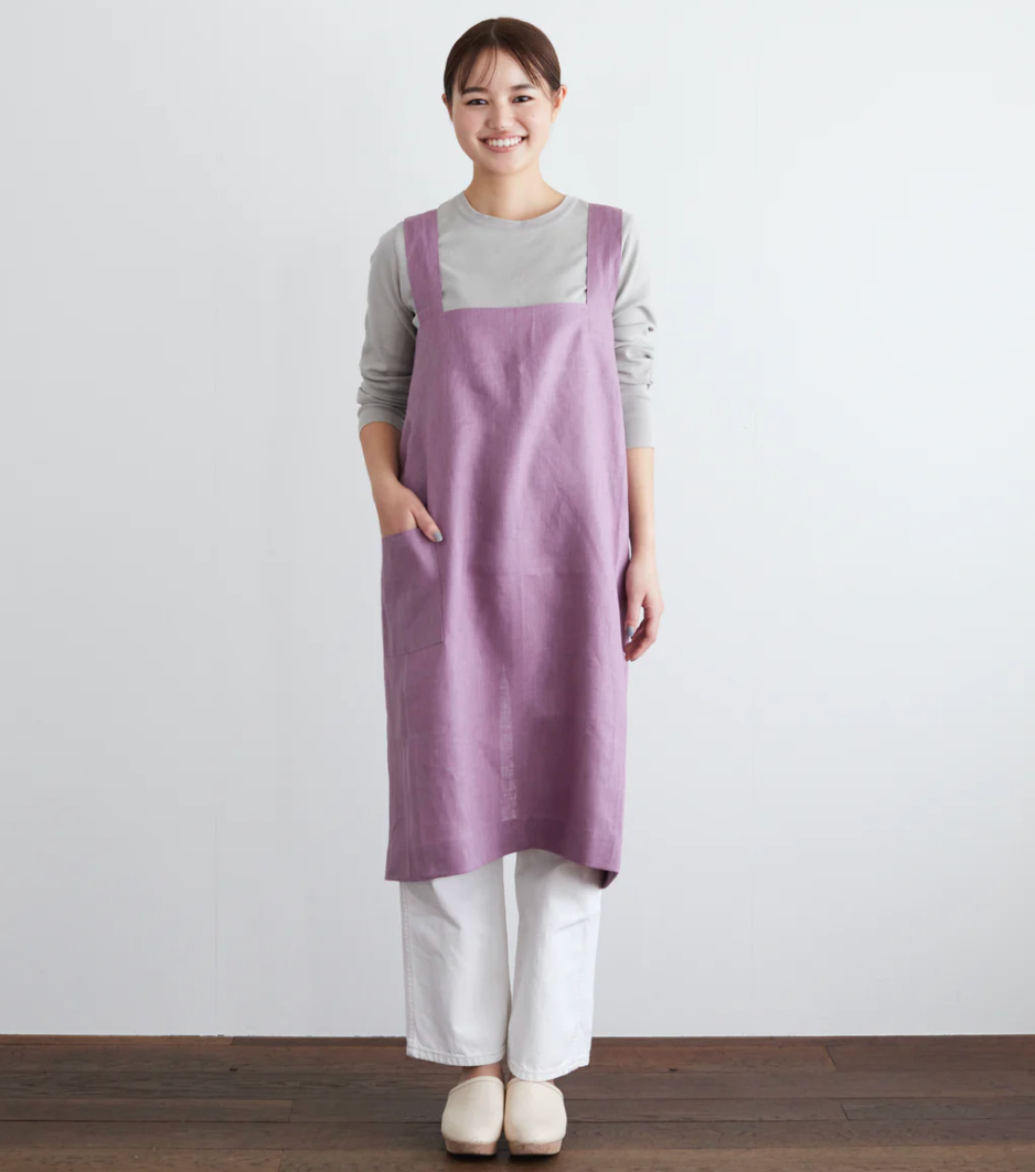 Linen Cross Back Apron / Orchid