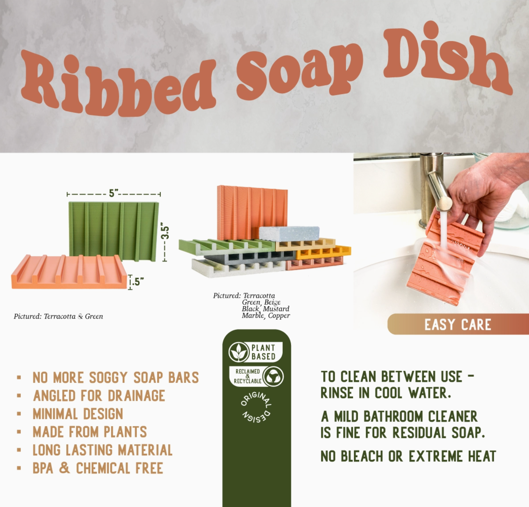 Ribbed Soap Dish