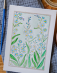 5x7 Forget-me-not Watercolor Art Card Kit