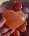 Peach Selenite Heart Crystal