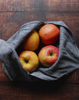 denim linen bento bag with apples