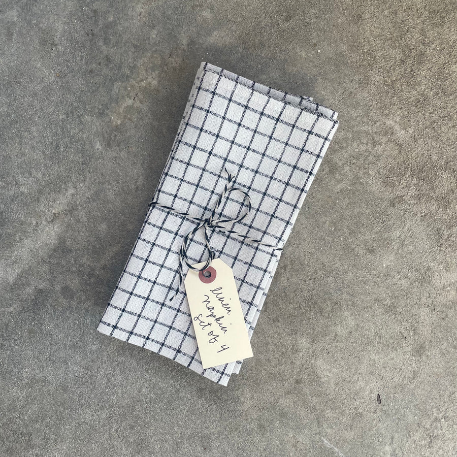 Windowpane Linen Napkins / Set of Four
