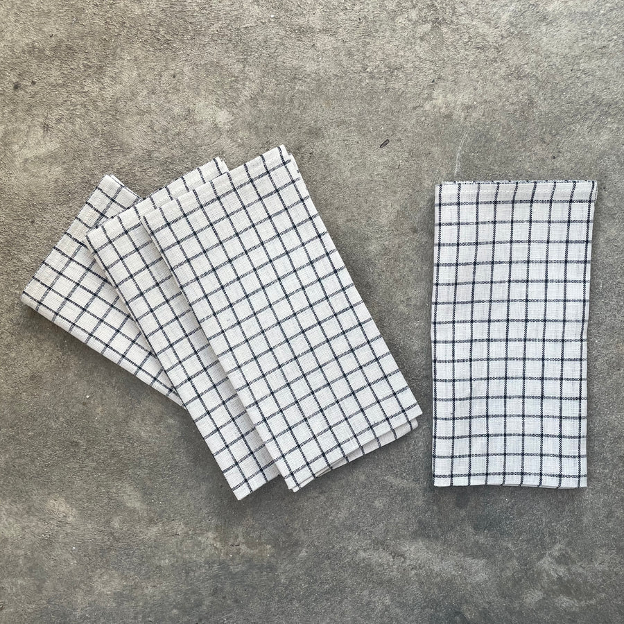 Windowpane Linen Napkins / Set of Four