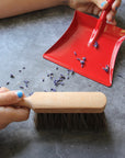 Children's Wooden Hand Brush and Red Dustpan
