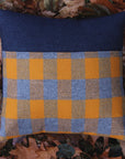 kangaroo pillow grey and gold plaid flannel