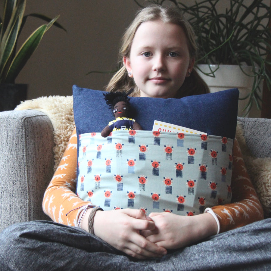 kangaroo pillow / floral linen