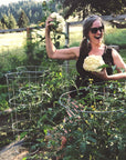 Nici Holt Cline with cauliflower in garden