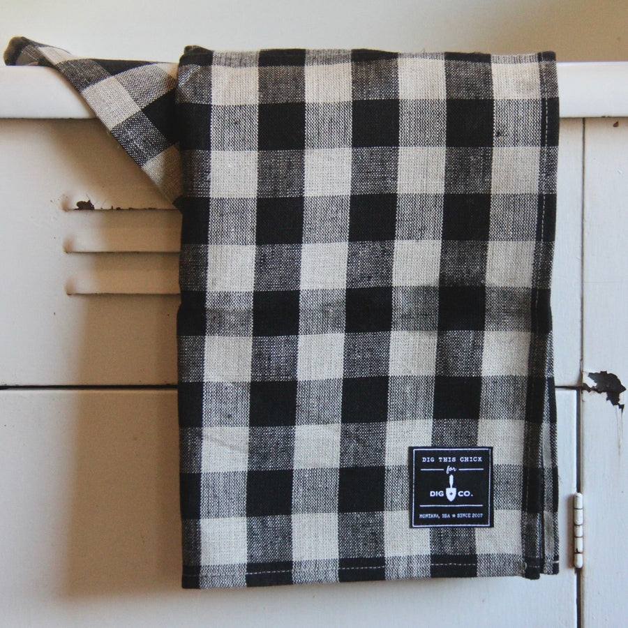 checked plaid Linen Dish Towel