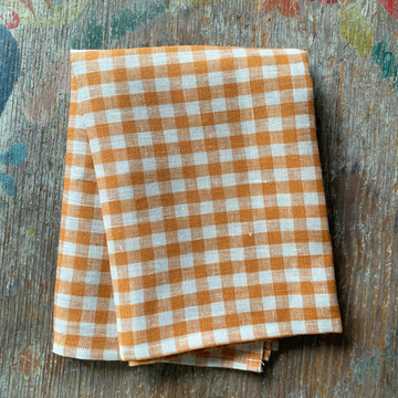 Linen Dish Towel / Ochre Gingham