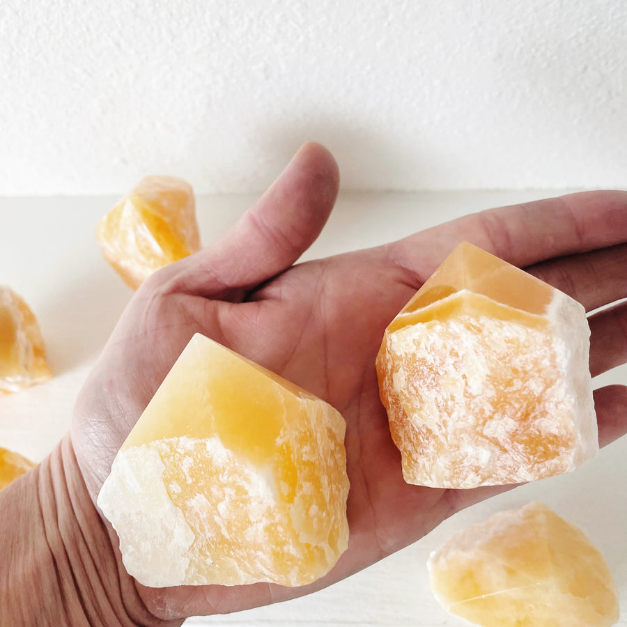 orange calcite point