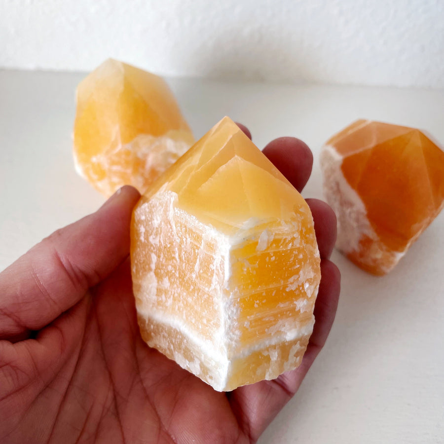 orange calcite point